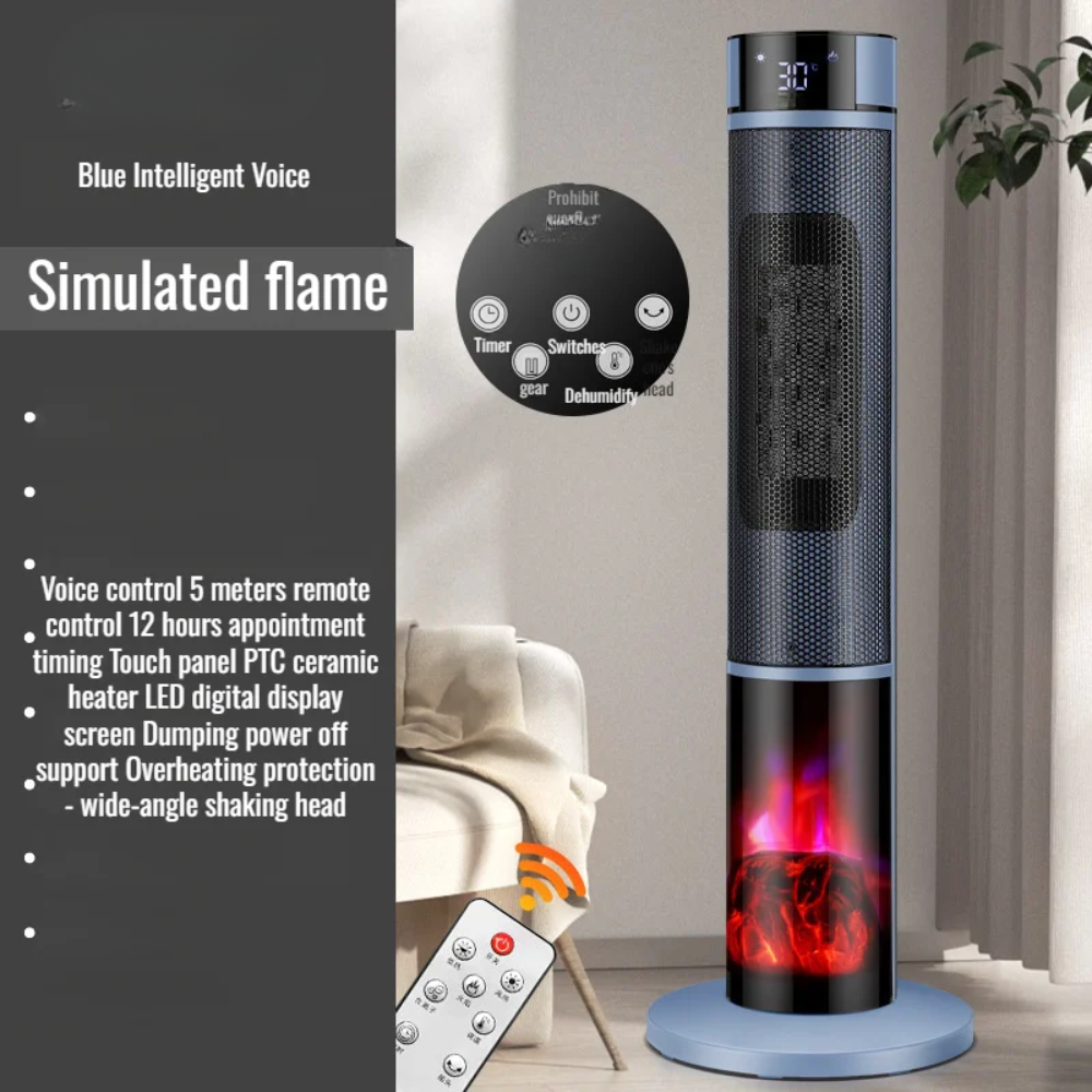 800W Vertical Electric Heating Unit Smart Voice-Controlled Warmer for Home Use