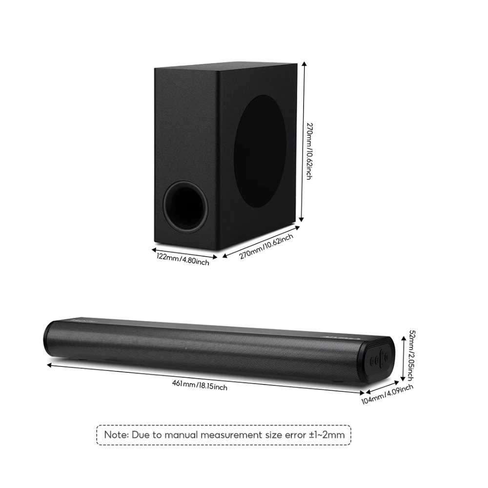 2.1 Bluetooth Soundbar with Subwoofer and HDMI Input