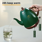 1500W Retro Style Electric Kettle Red – Rapid Boil, Heat Preservation, Long Spout