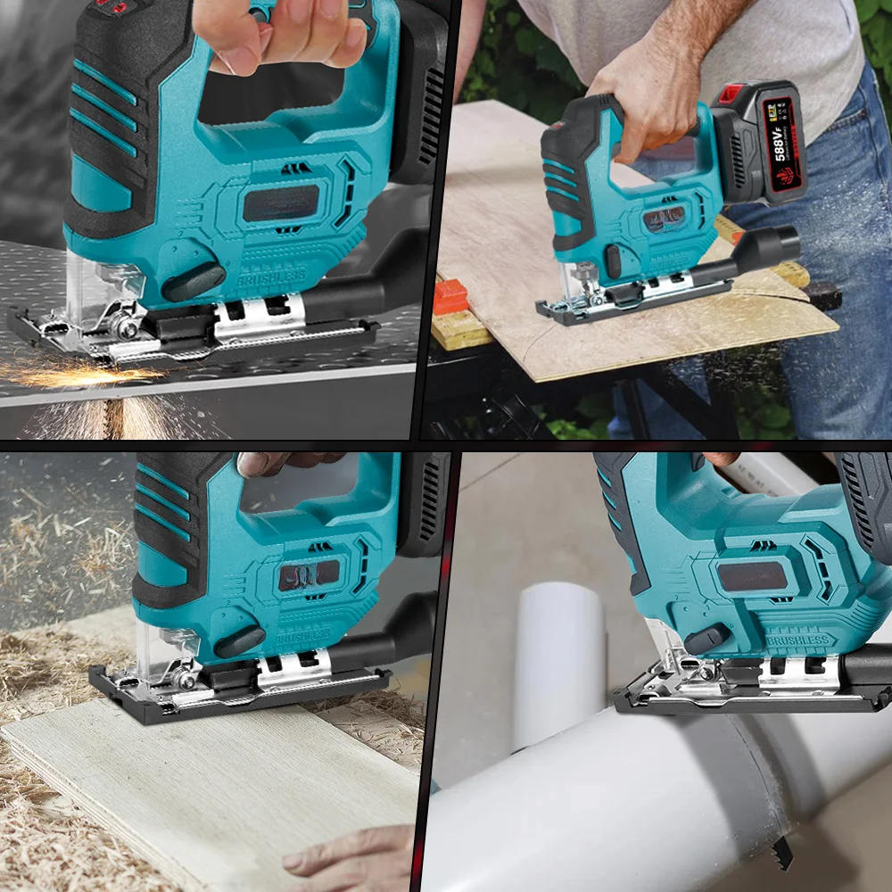 Portable Electric Jig Saw Cordless 1000W, Adjustable 45° Angle, 4 Accessories Included
