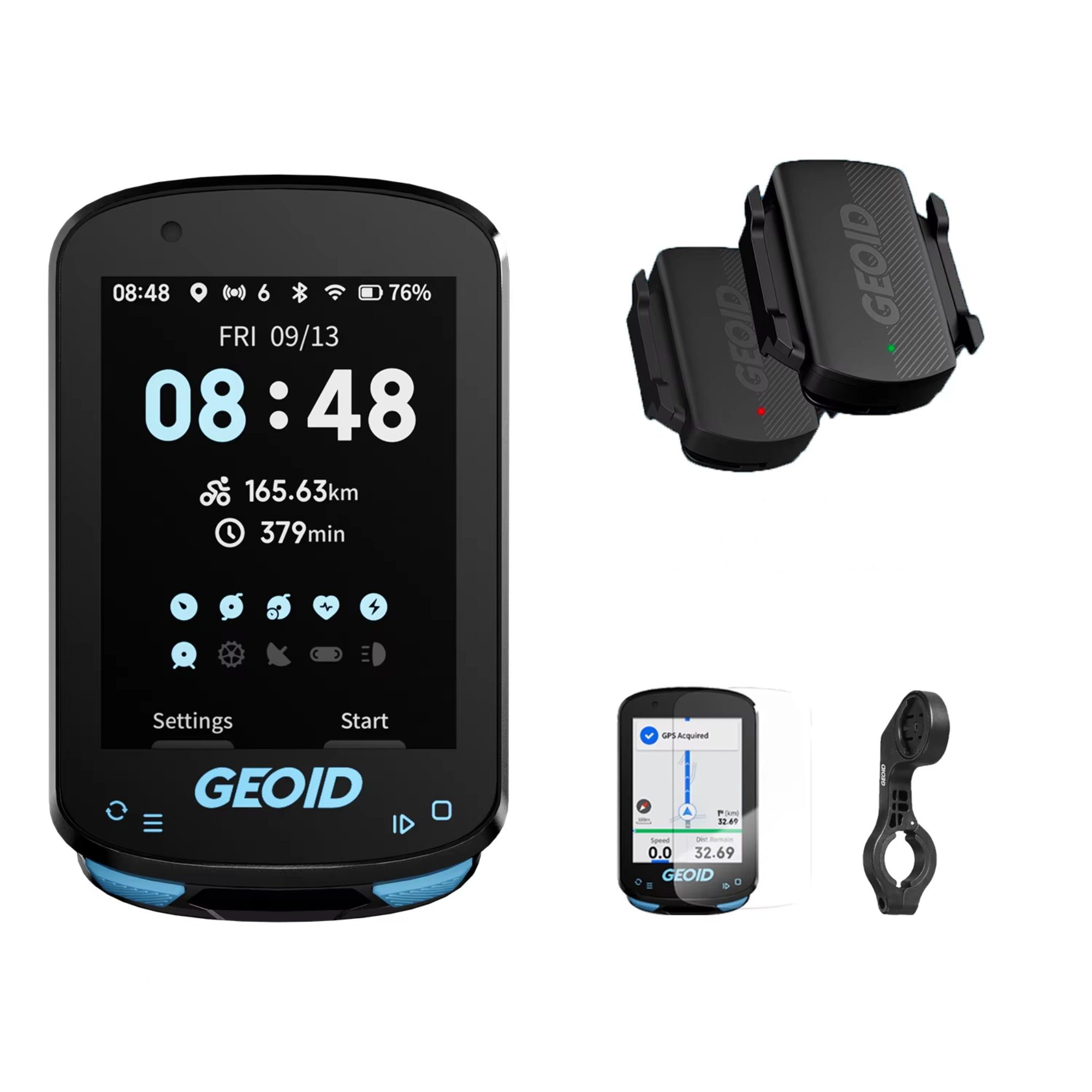 Wireless Bike Computer with GPS ANT+ WiFi and Mount Set