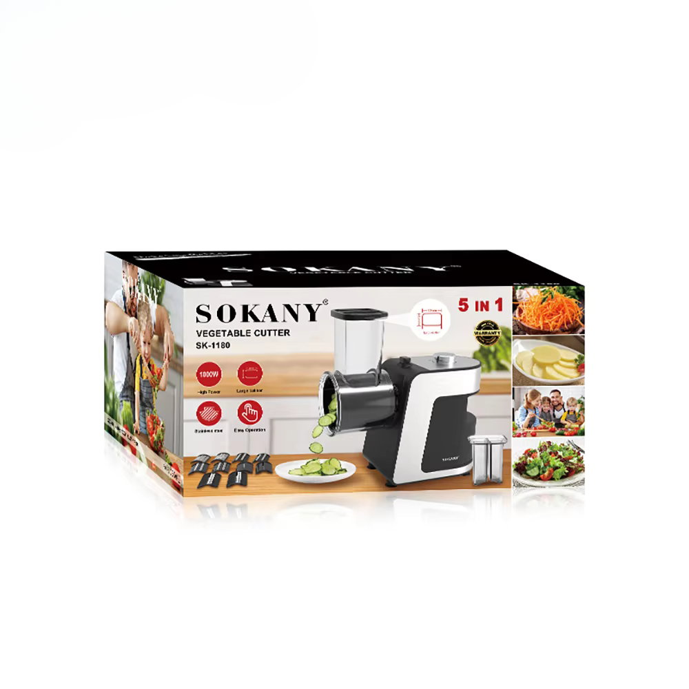 Black 5-in-1 1000W Electric Food Processor AU Plug Chopper, Slicer, Dicer, Mixer & Meat Grinder