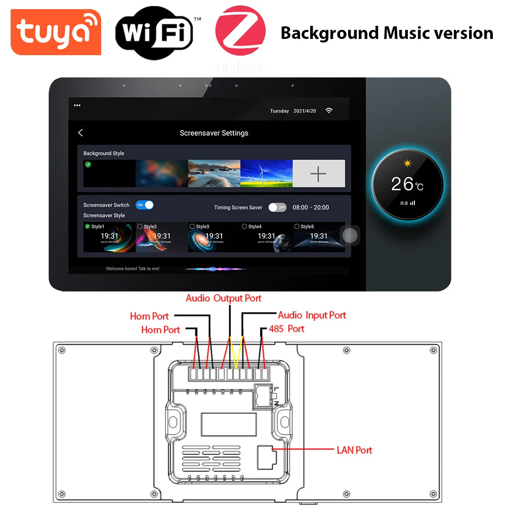 Wireless Zigbee Smart Panel with Music and Automation