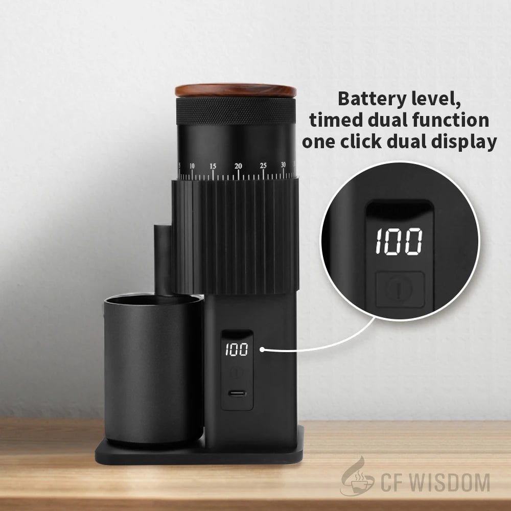 Rechargeable Coffee Grinder – CF Wisdom ZM-ECG09 Precision Grinder for Travel, Office or Home Use