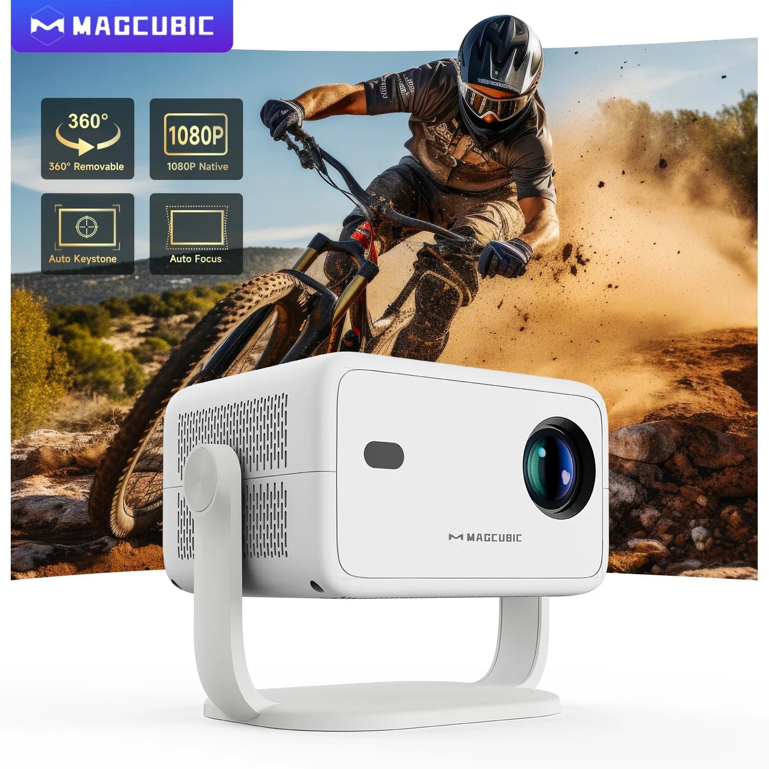 Portable 4K Home Projector with Auto Focus & WiFi6