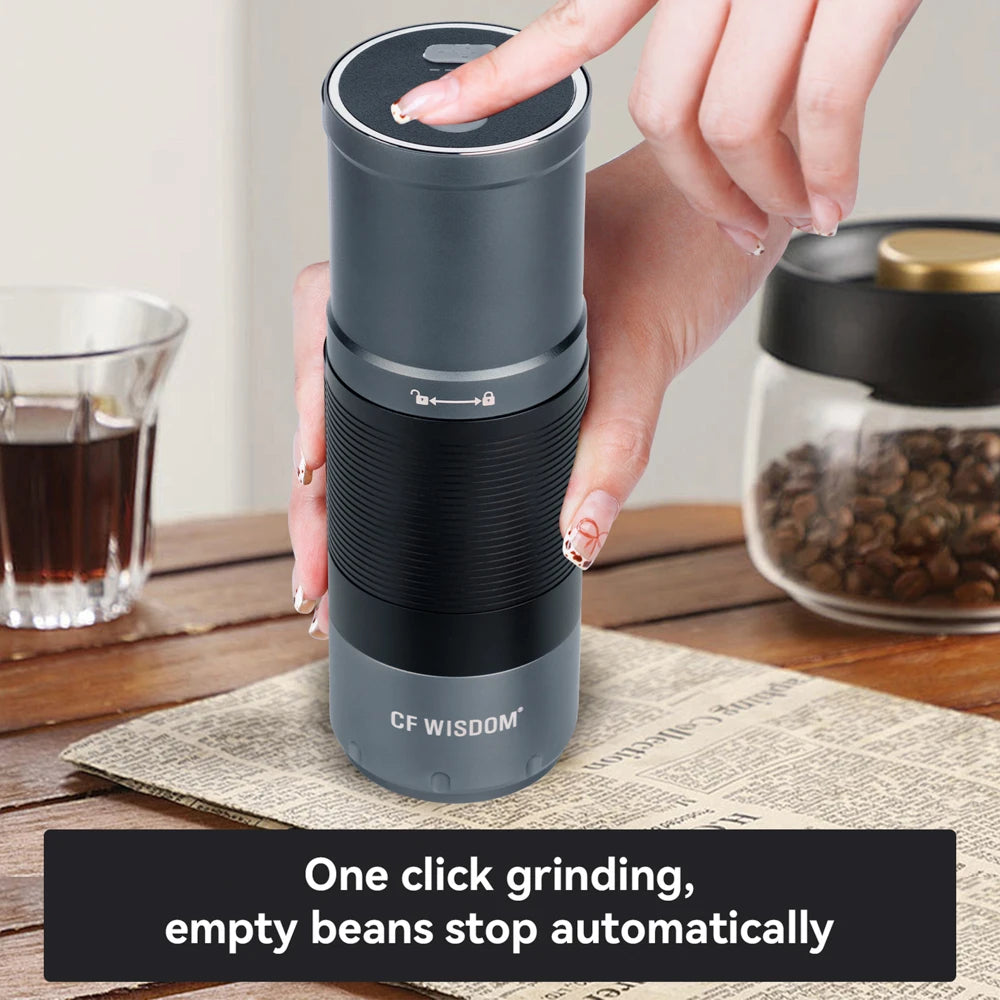 Cordless Burr Coffee Grinder ZM-LD111 – Adjustable Grind, Stainless Steel, Travel-Friendly Design