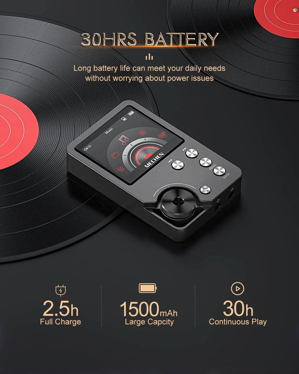 High-Resolution Digital Audio Player, 64GB Card Included, 25h Battery