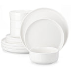 12-Piece Dinnerware Set for 4 Porcelain Plates and Bowls for Everyday Use