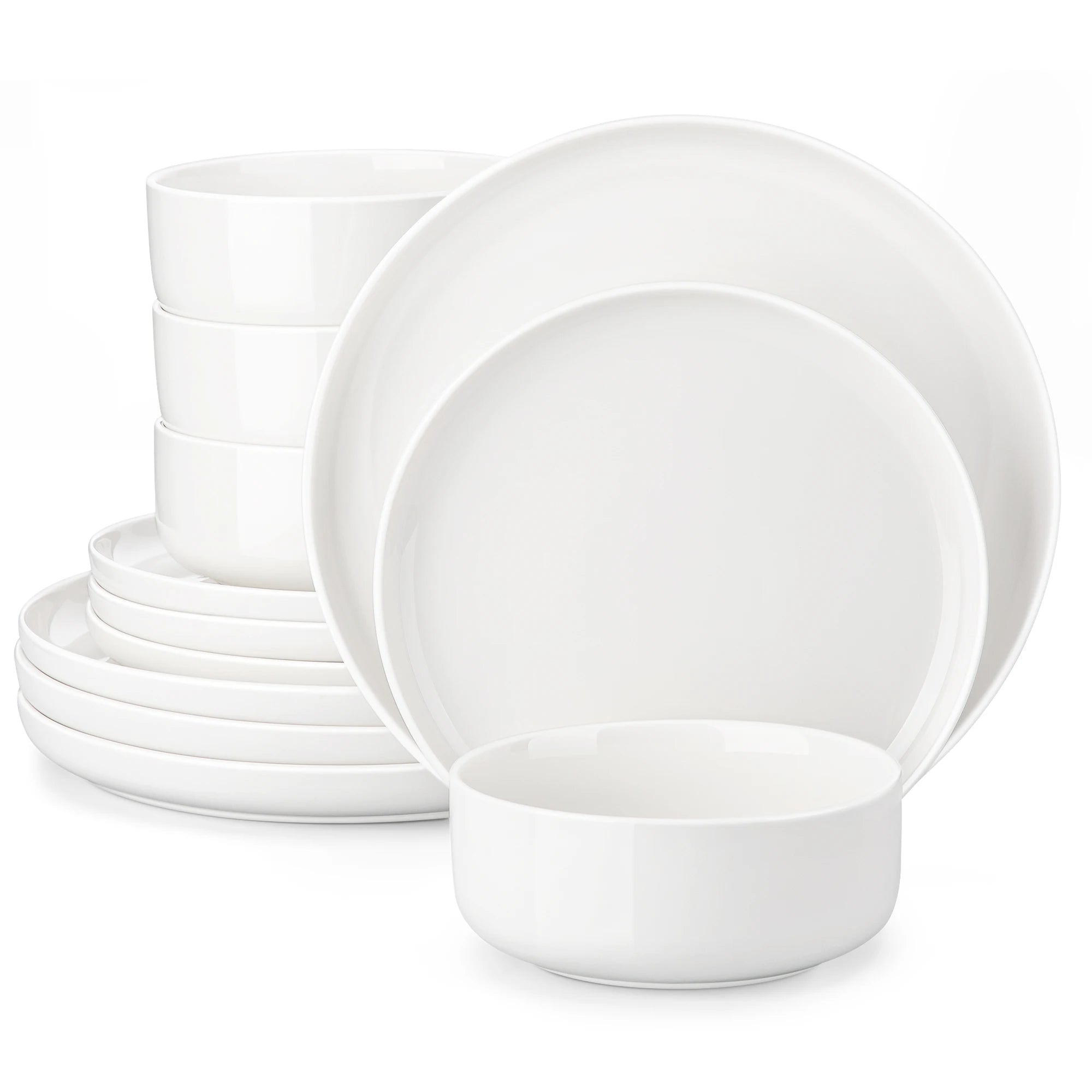 12-Piece Dinnerware Set for 4 Porcelain Plates and Bowls for Everyday Use