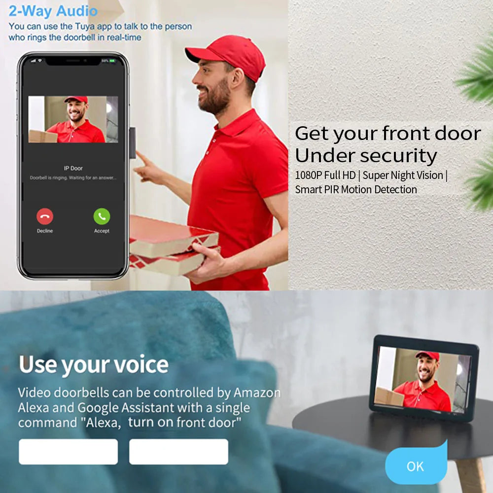 10" Smart Video Doorbell Intercom with RFID Access