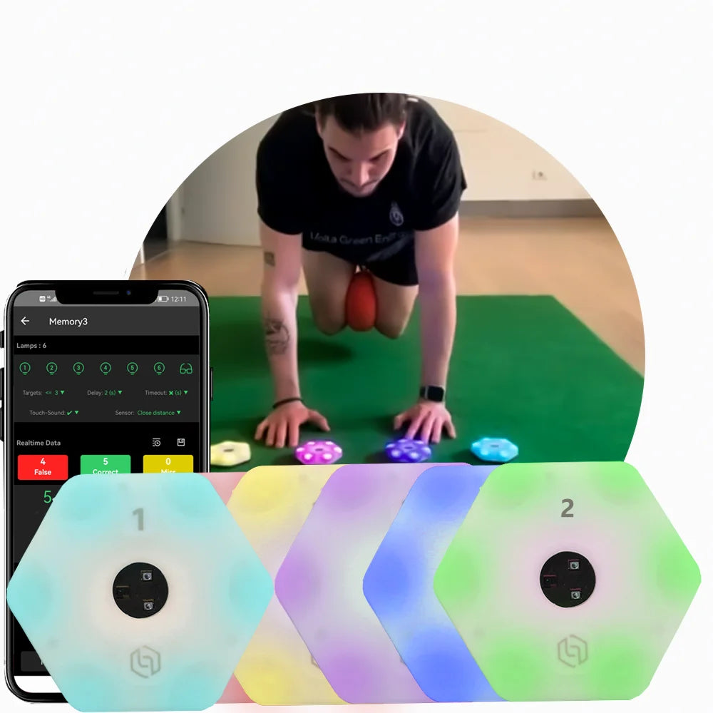 12-Piece Rechargeable Reaction Lights for Fitness & Speed