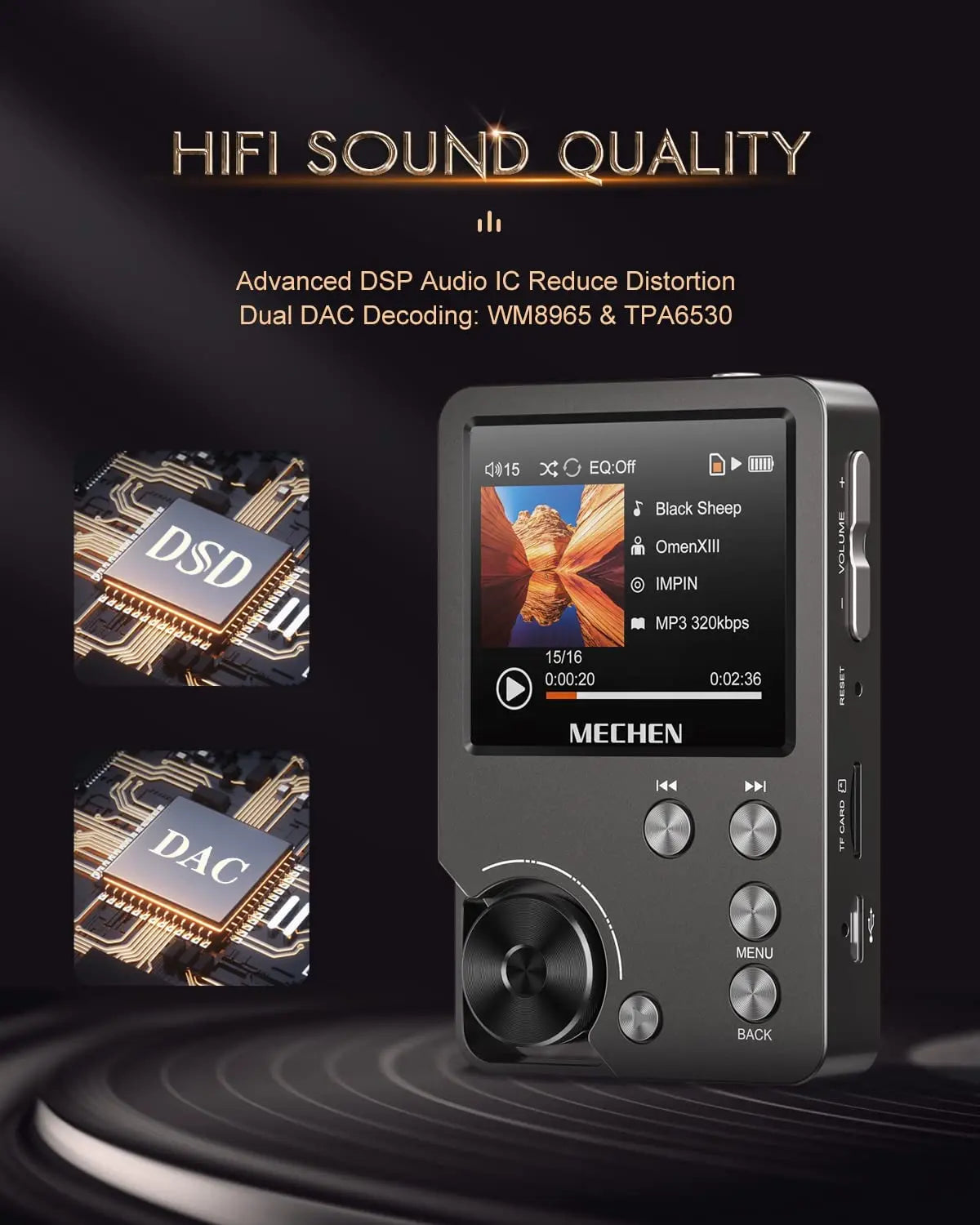 High-Resolution Digital Audio Player, 64GB Card Included, 25h Battery