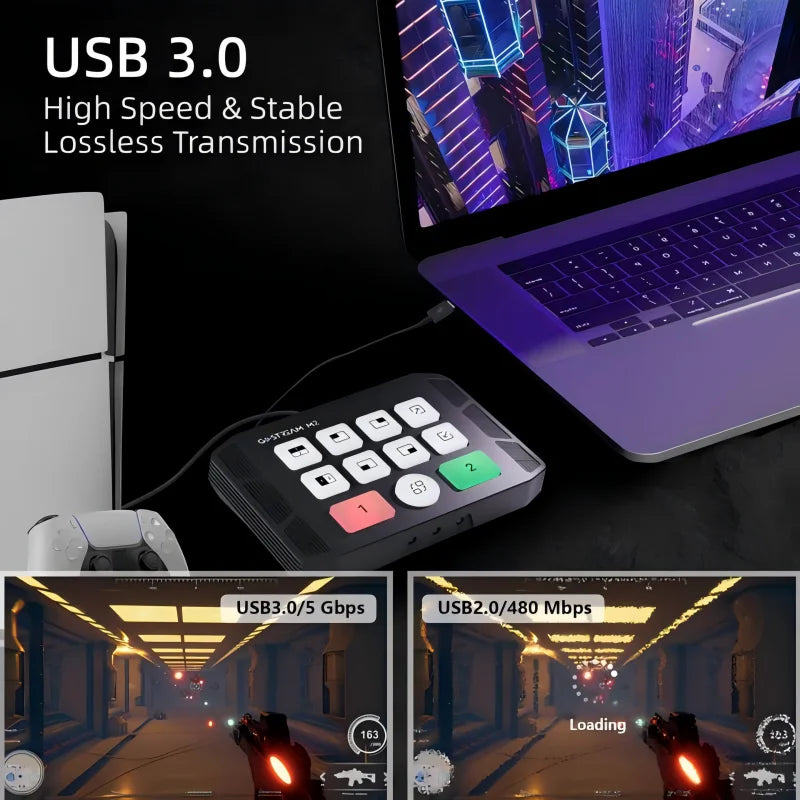 2-in-1 4K HDMI Capture Card & Switch with USB 3.0 and Audio Out