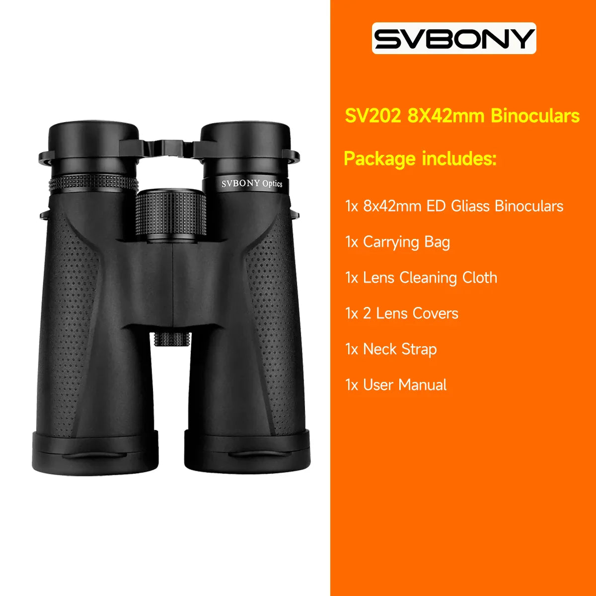 8x42 Waterproof ED Binoculars for Birdwatching and Travel