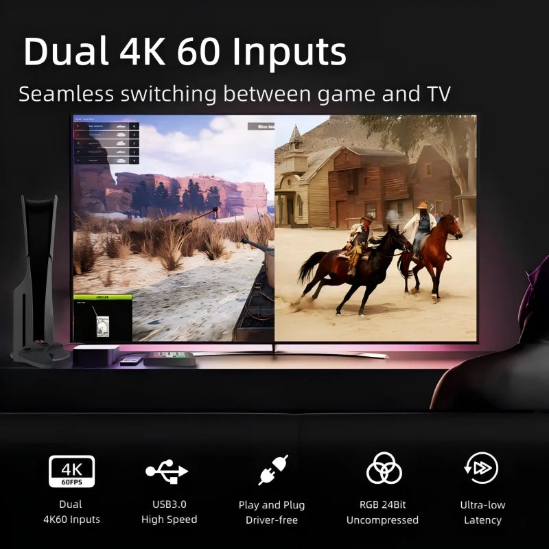 2-in-1 4K HDMI Capture Card & Switch with USB 3.0 and Audio Out