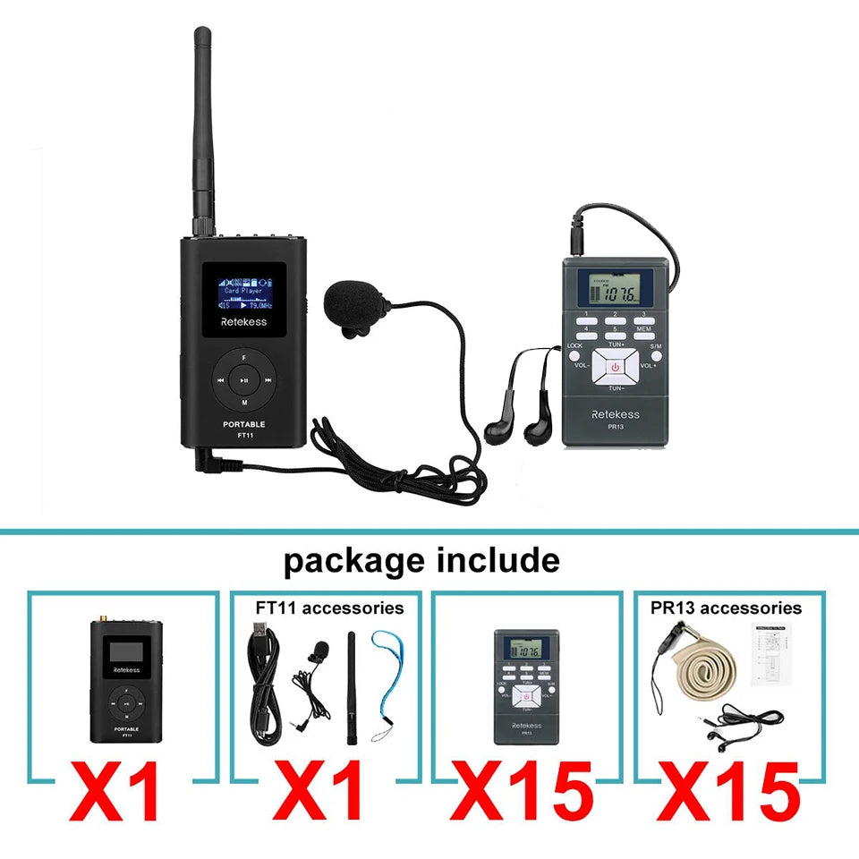 Portable Wireless Tour Guide System 1 Transmitter 15 Receivers