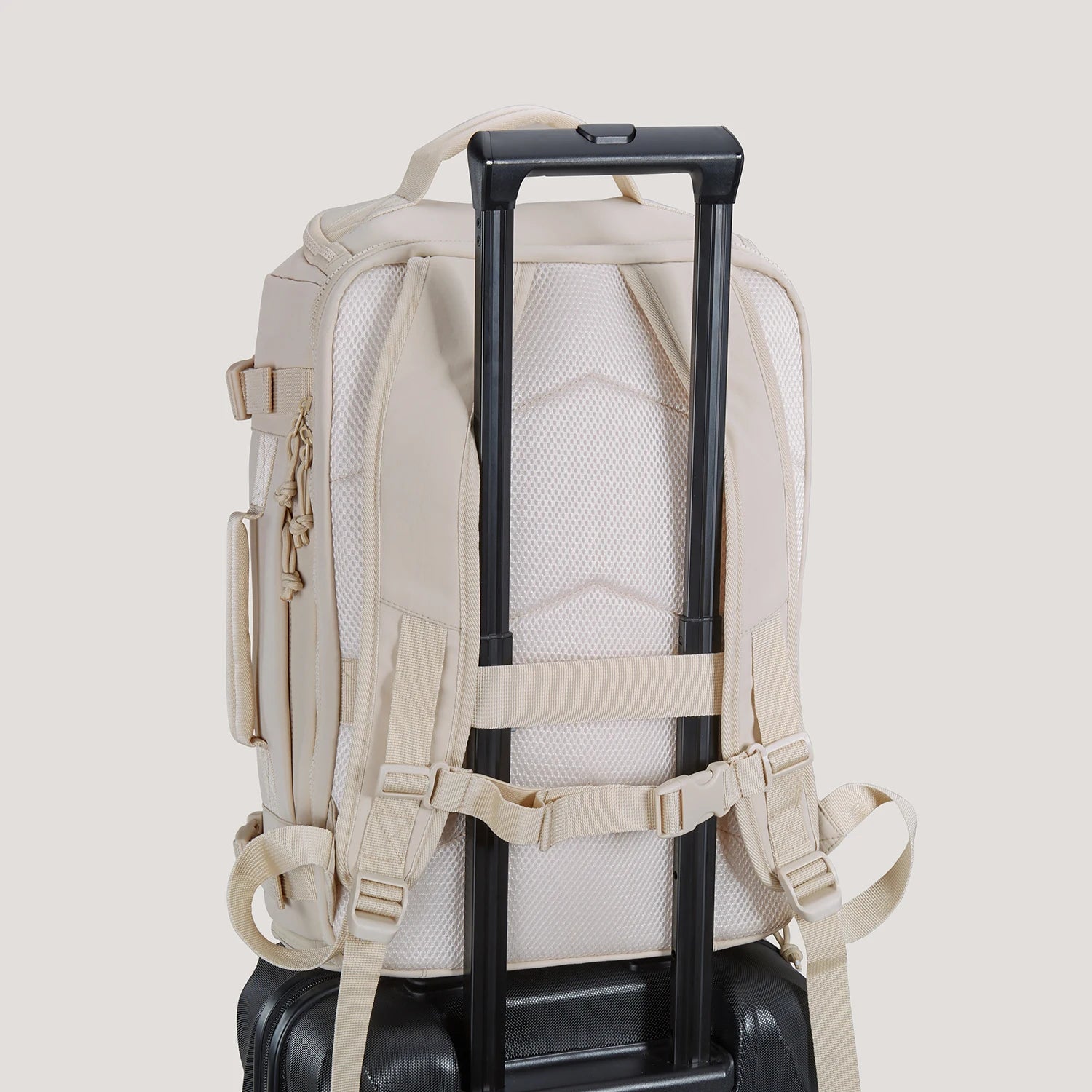 Beige Expandable Travel Backpack with USB and Laptop Slot