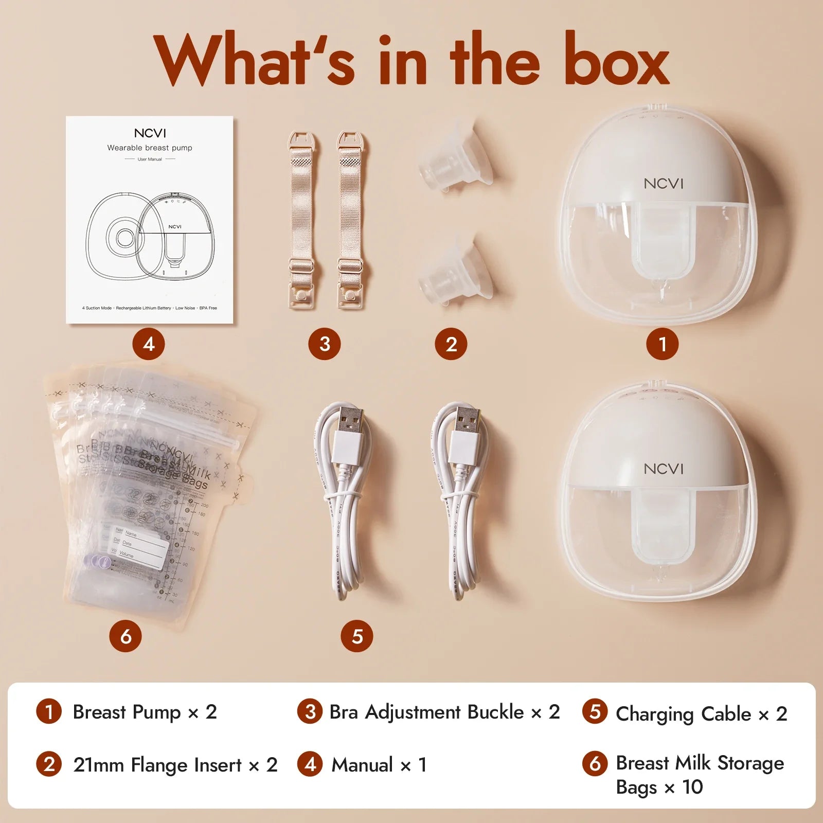 Portable Wearable Electric Breast Pump with 4 Modes