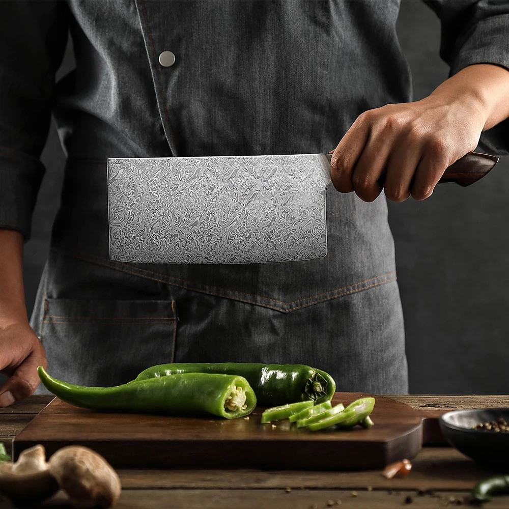 7" Dual-Core Damascus Kitchen Knife with Ergonomic Handle