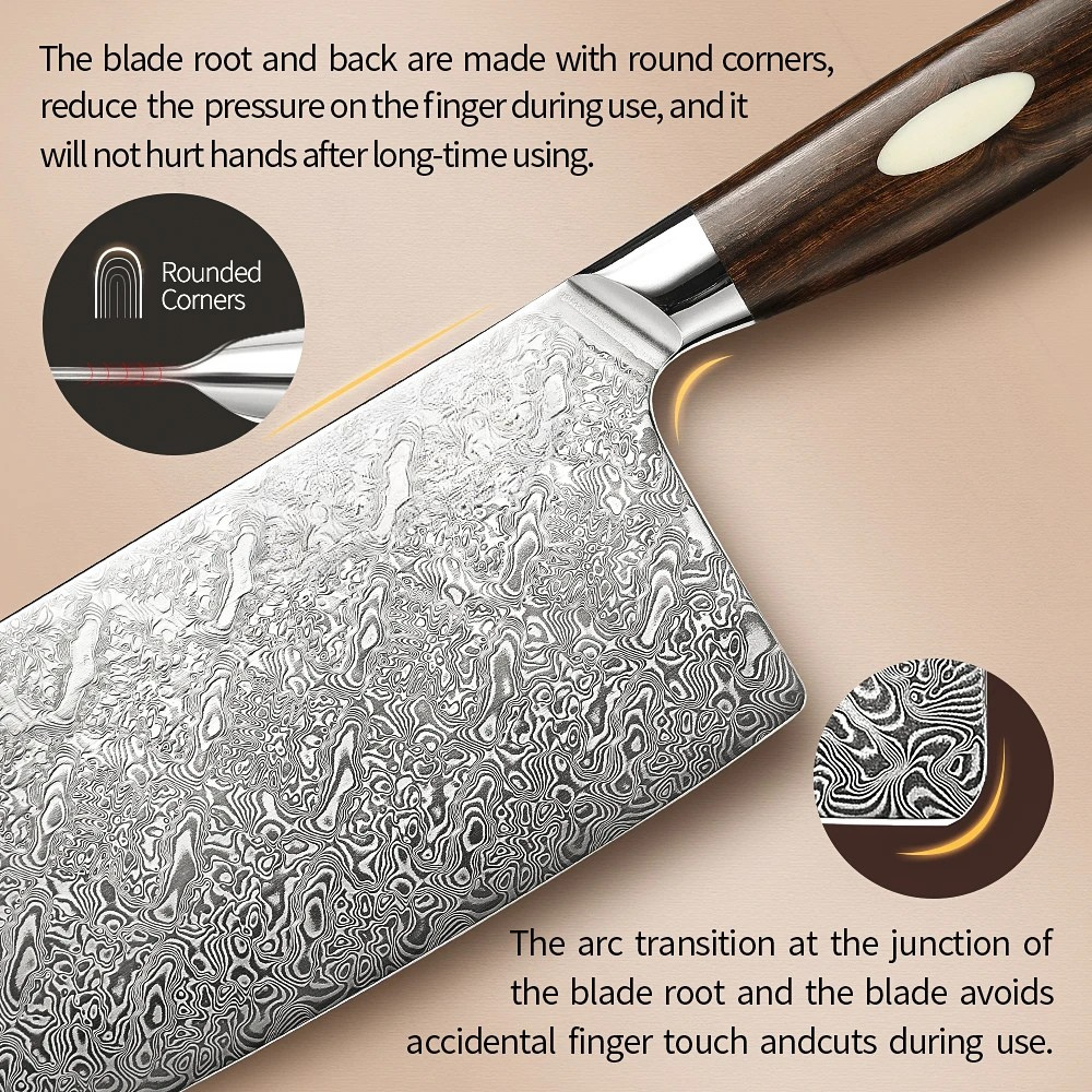 7" Dual-Core Damascus Kitchen Knife with Ergonomic Handle
