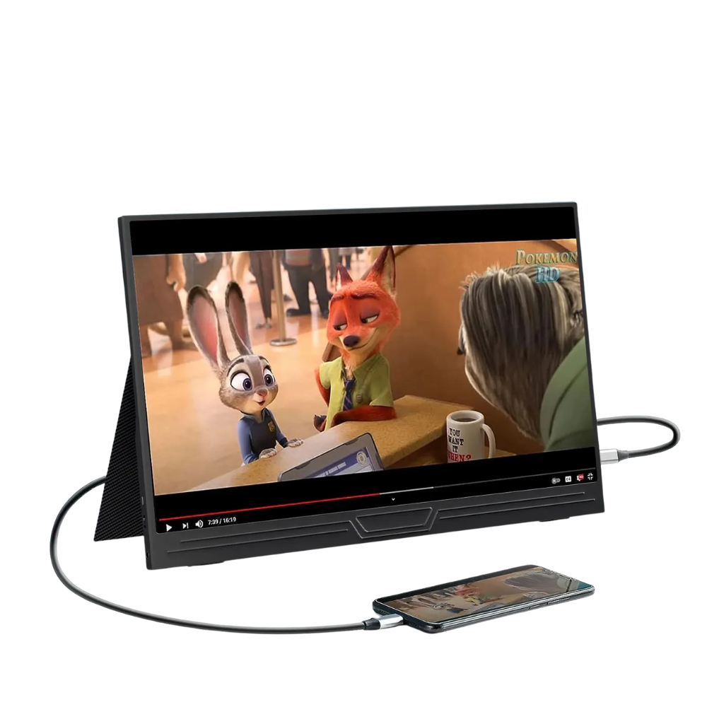 1080p Portable 15.6" IPS Display with USB-C & HDMI Slim, Lightweight Screen for Laptop & Console