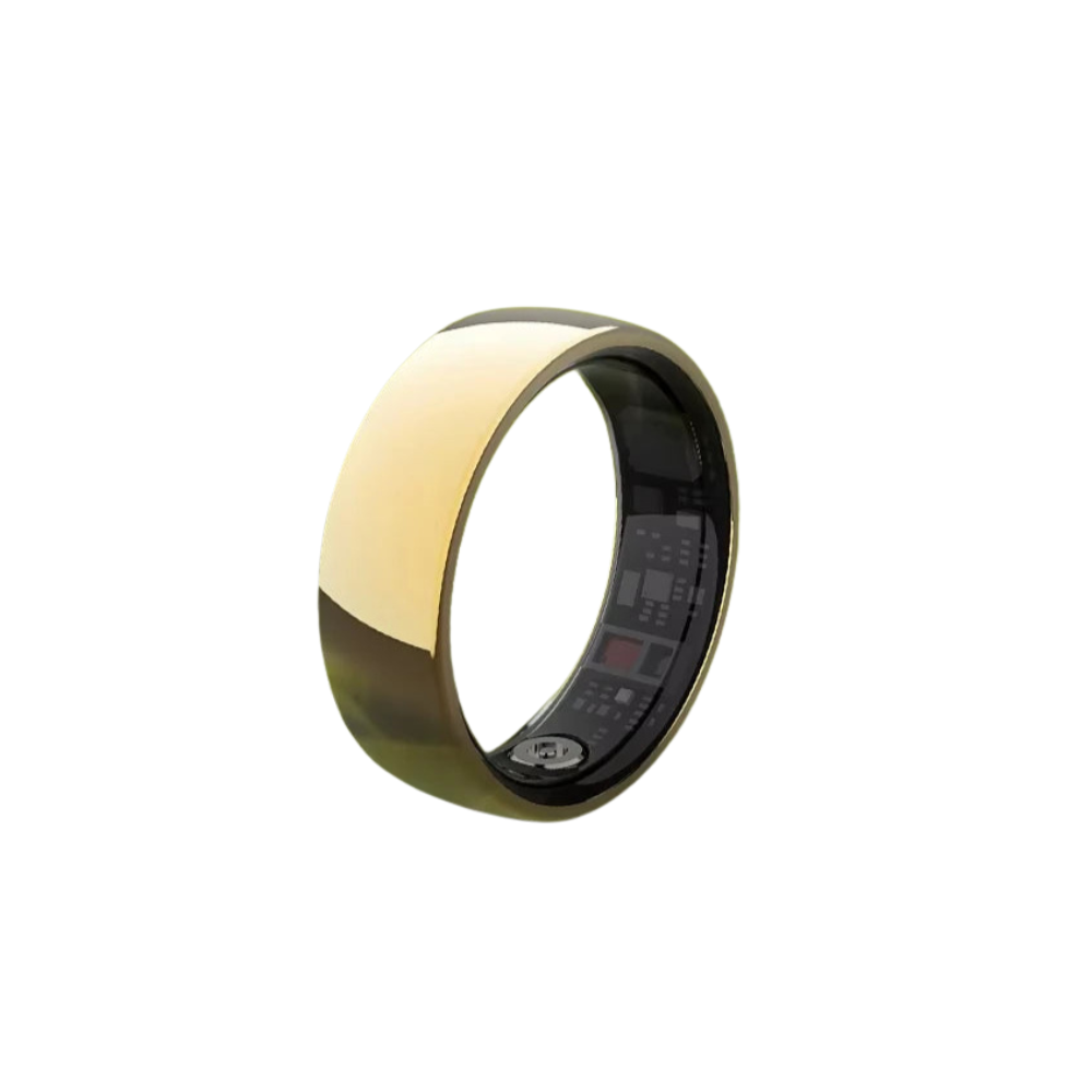 Gold Smart Ring with Heart Rate, SpO2, Temp & Sleep Tracking Waterproof 10-Day Battery Life