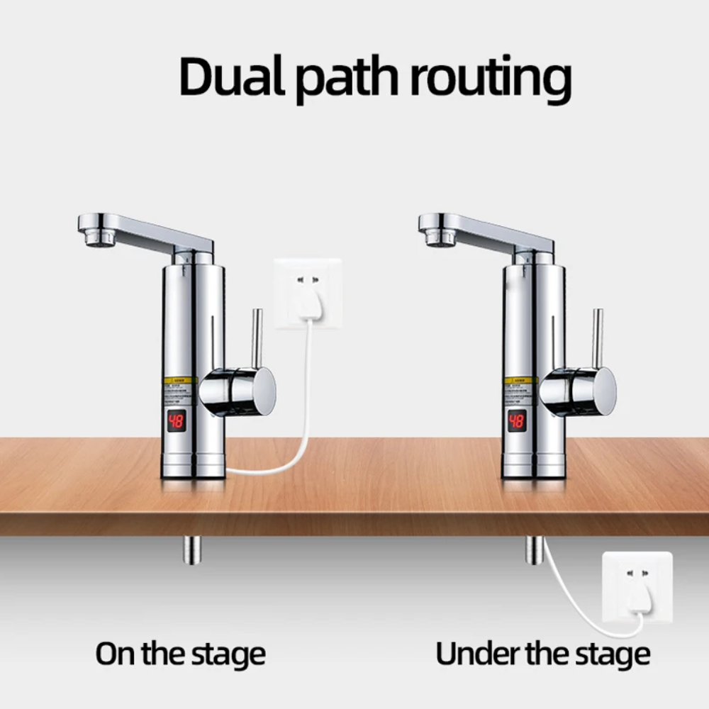 3000W Electric Instant Hot Water Tap – Tankless Faucet with Digital Temp Display for Kitchen & Bathroom