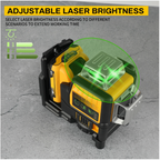 12-Line 360° Green Laser Level – 12V Rechargeable, 3-Sided Beam, for Indoor & Outdoor Use