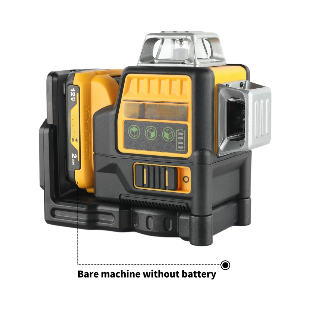12-Line 360° Green Laser Level – 12V Rechargeable, 3-Sided Beam, for Indoor & Outdoor Use