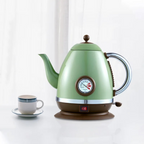 1.5L Cordless Electric Kettle 1500W Stainless Steel with Thermometer, Olive Green-AU
