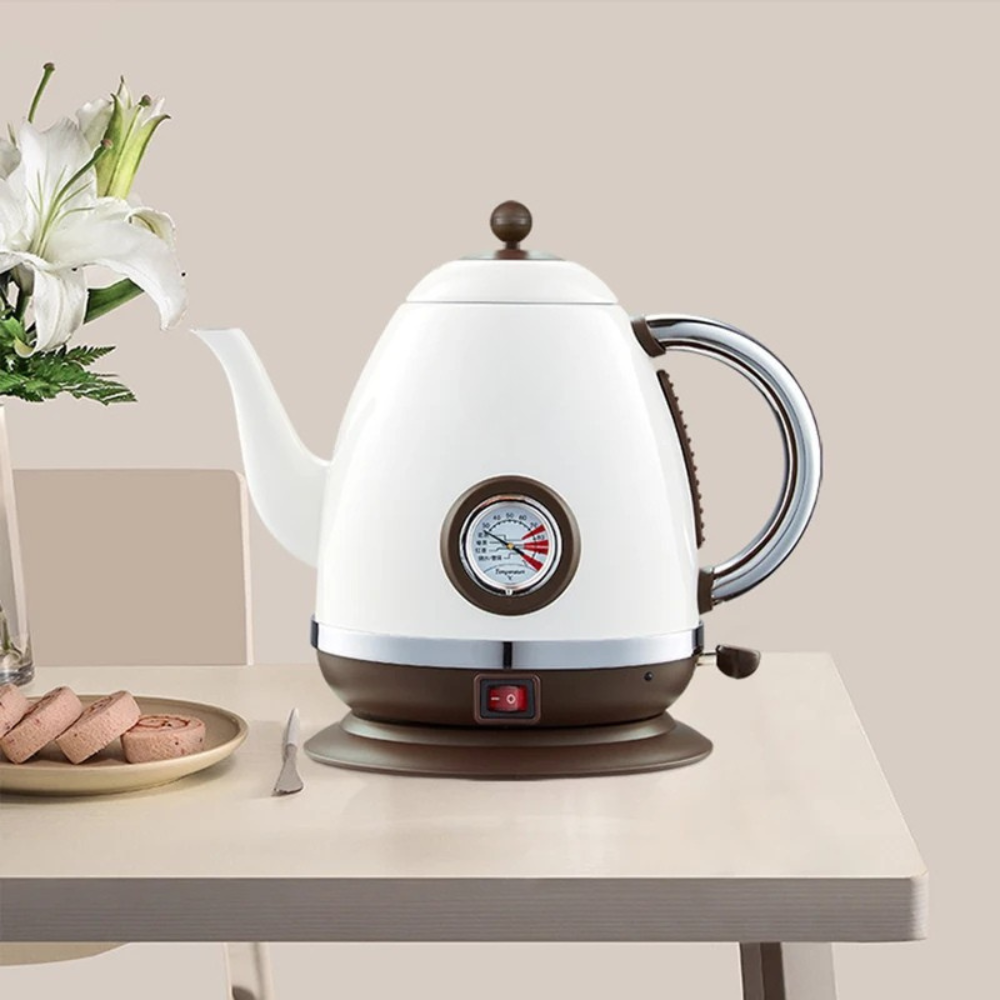 1.5L Cordless Electric Kettle 1500W Stainless Steel with Thermometer, Olive Green-AU