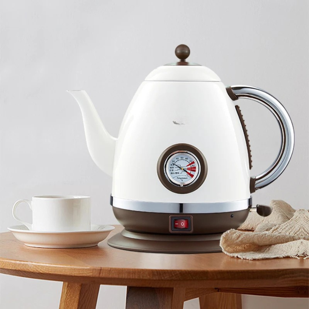 1.5L Cordless Electric Kettle 1500W Stainless Steel with Thermometer, Olive Green-AU