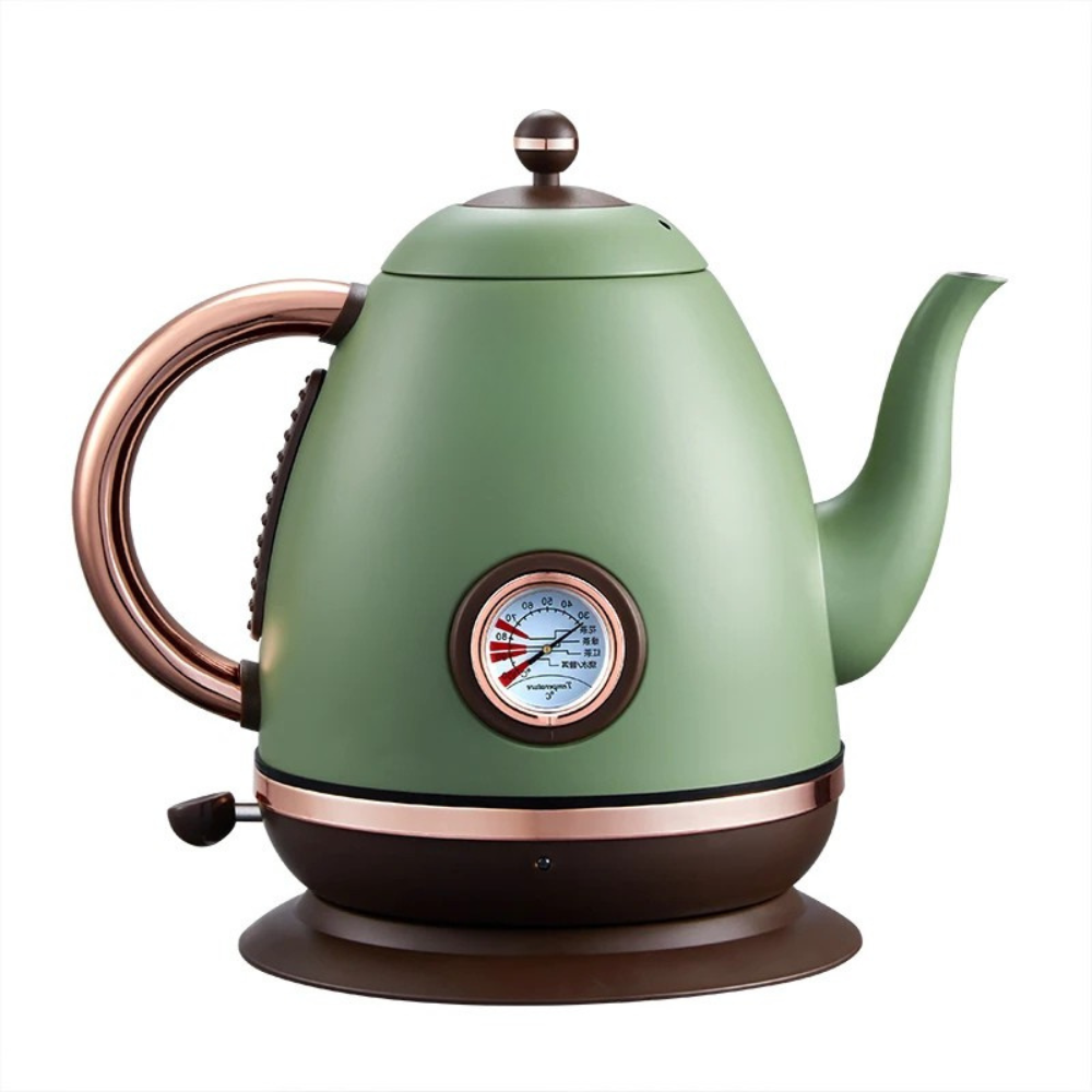 1.5L Cordless Electric Kettle 1500W Stainless Steel with Thermometer, Olive Green-AU