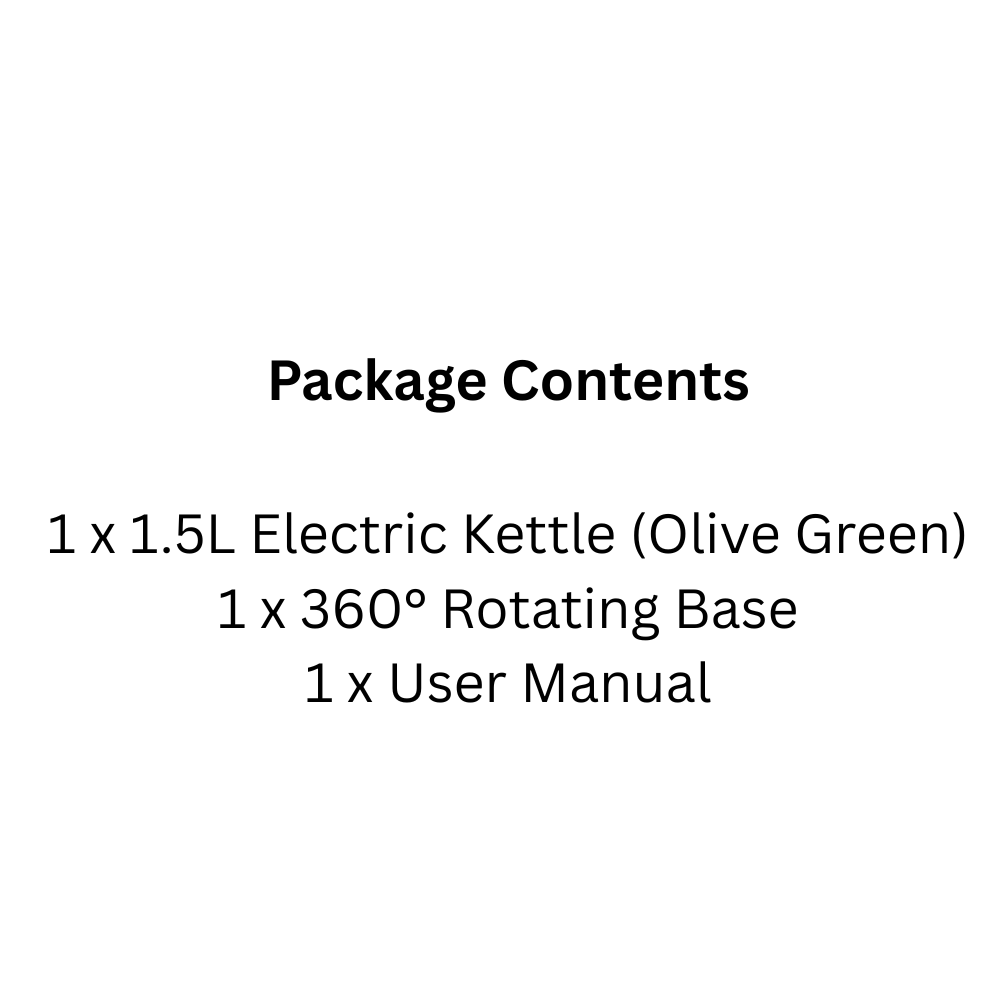 1.5L Cordless Electric Kettle 1500W Stainless Steel with Thermometer, Olive Green-AU