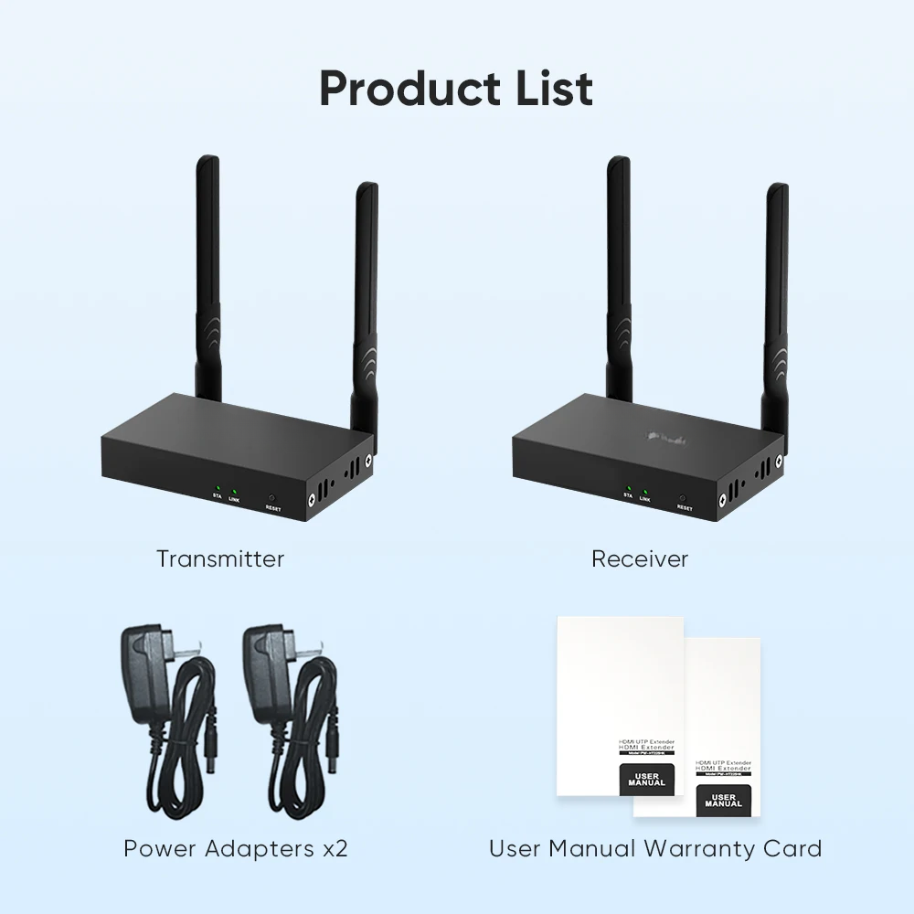 1080p Wireless HDMI Transmitter & Receiver – 500M Signal Range for Displays & Laptops