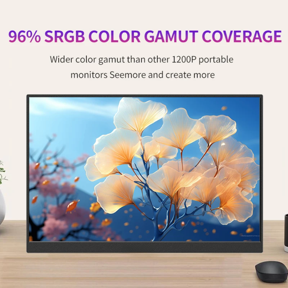 16" Portable Touchscreen Monitor – 16:10, 96% sRGB, Type-C/HDMI, Built-In Stand