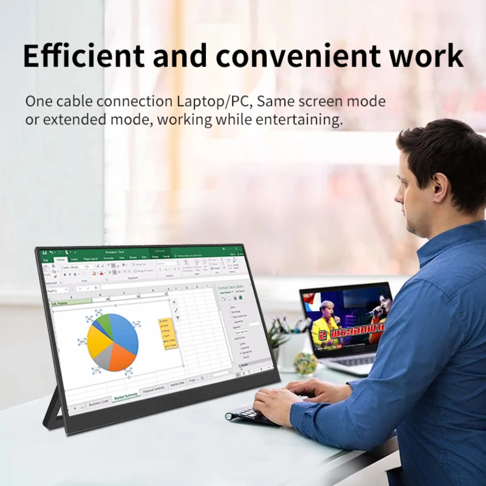 16" Portable Touchscreen Monitor – 16:10, 96% sRGB, Type-C/HDMI, Built-In Stand