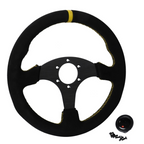 13-Inch Flat Racing Steering Wheel with Suede Grip for Drift Simulators & Car Mods