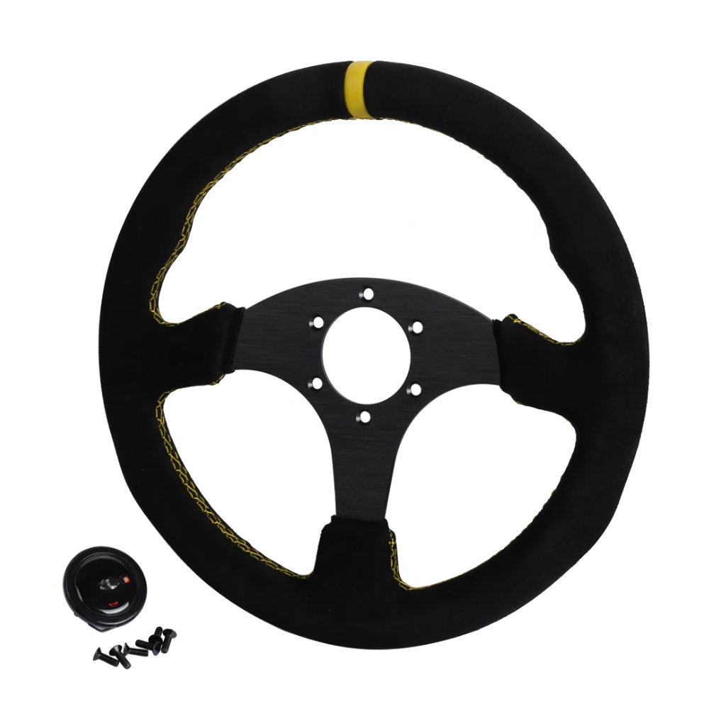 13-Inch Flat Racing Steering Wheel with Suede Grip for Drift Simulators & Car Mods