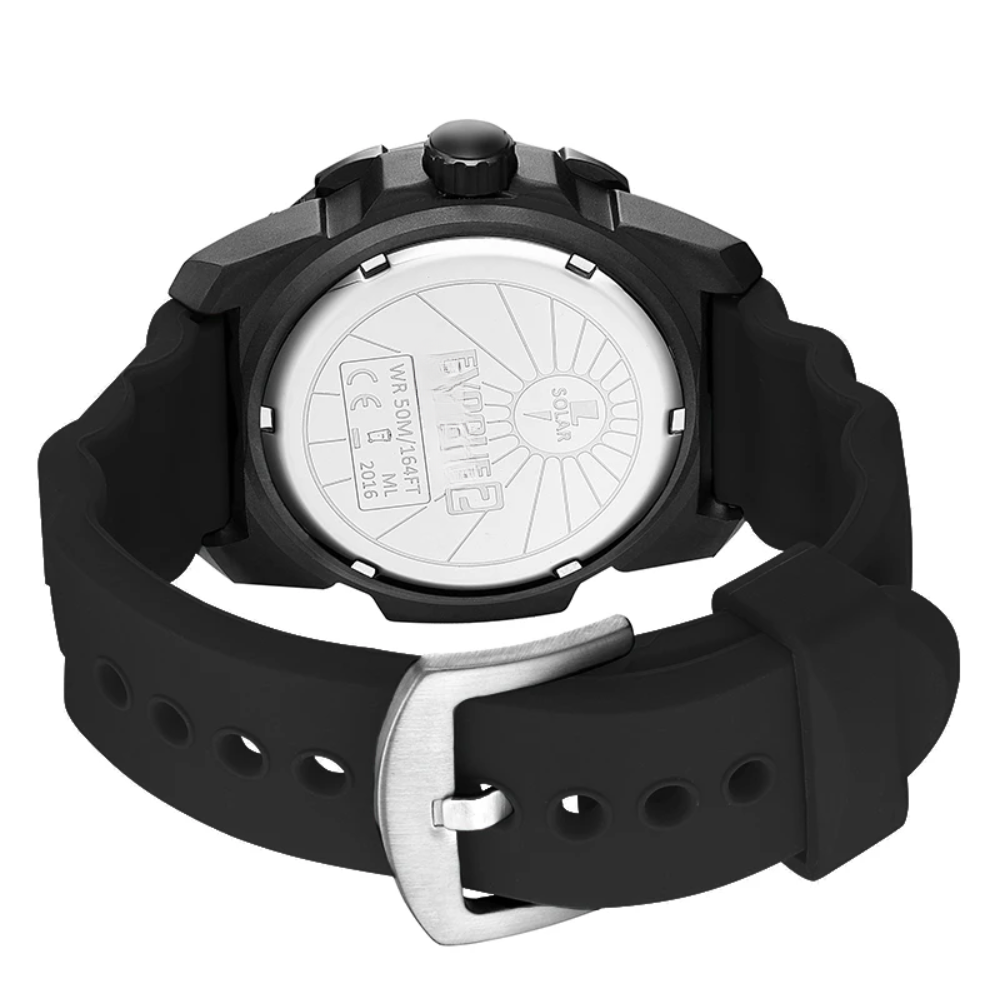 Solar Powered Outdoor Digital Watch with Altimeter Waterproof 50M, Luminous Display (Black)