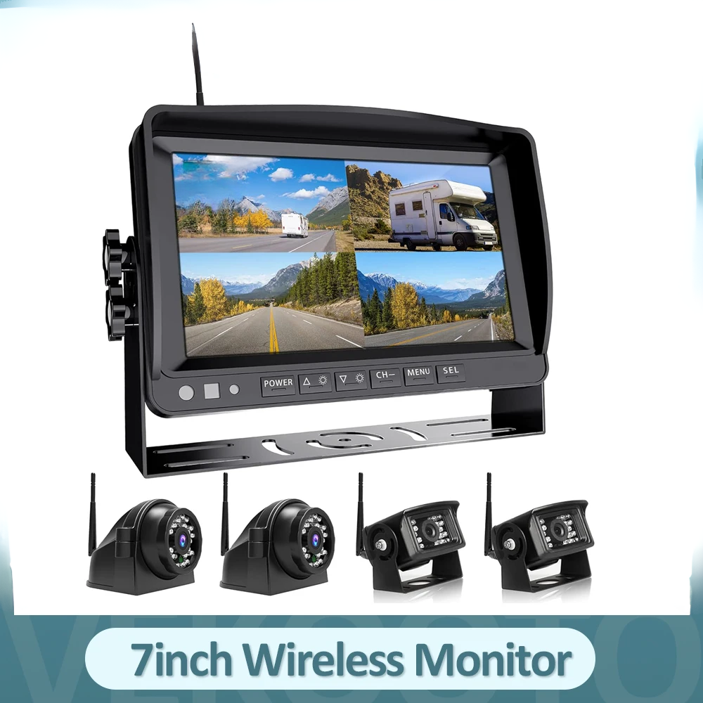 1080p Wireless Camera System with 7" Split-Screen Monitor for RV, Truck or Trailer