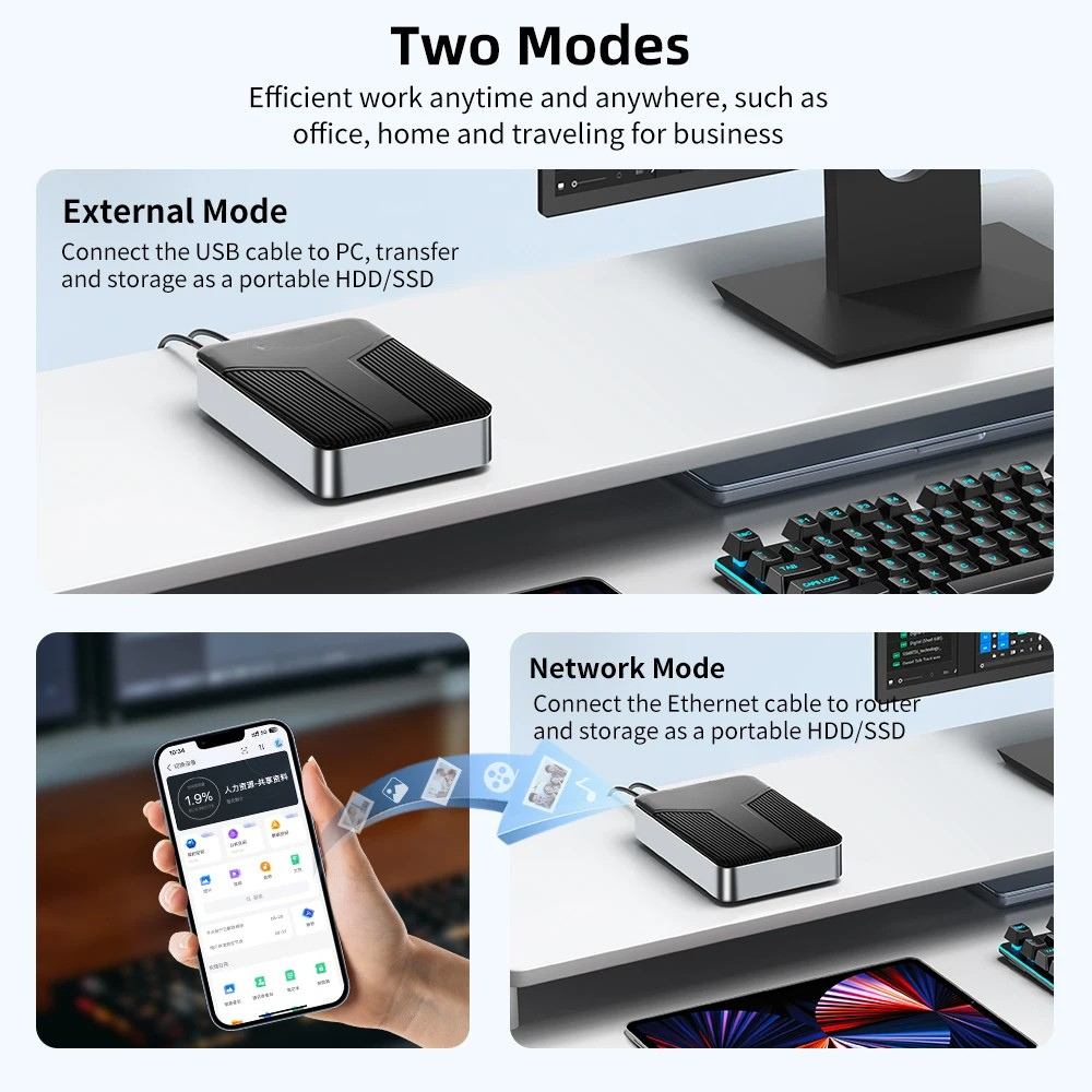 2.5" Diskless NAS Enclosure with App Access