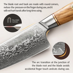 Professional 8.5" Damascus Kitchen Knife with Copper Rivets