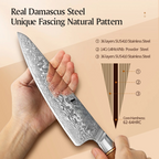 Professional 8.5" Damascus Kitchen Knife with Copper Rivets