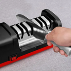 Kitchen Knife Sharpener with Diamond Grinding Wheel and Stainless Steel Finish