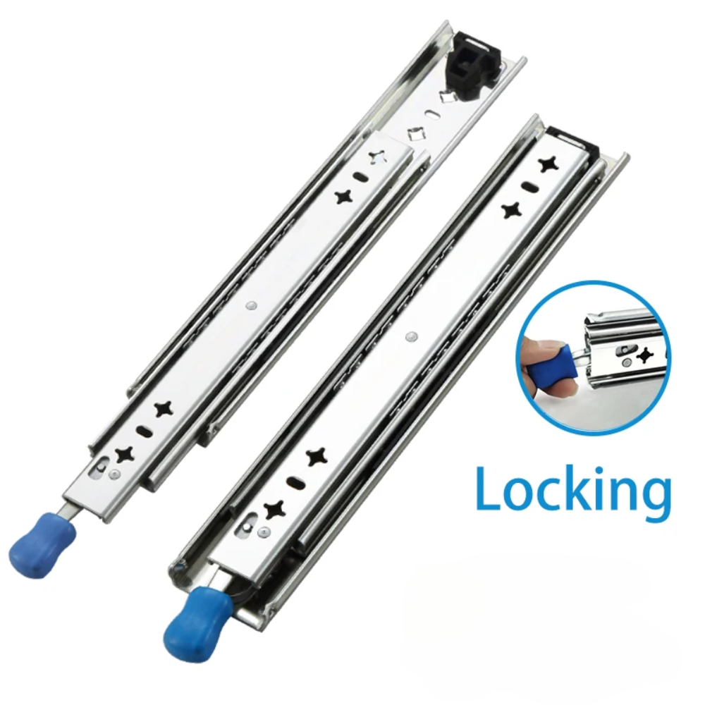10" Industrial Drawer Runners with Lock, 120kg Capacity, Full Extension