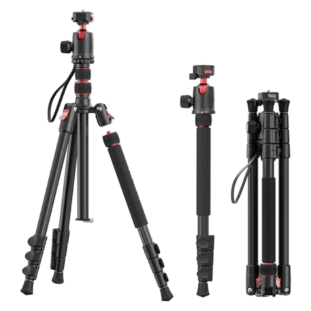 2-in-1 Quick Release Tripod & Monopod with 360° Pan Head and Reversible Legs for DSLR
