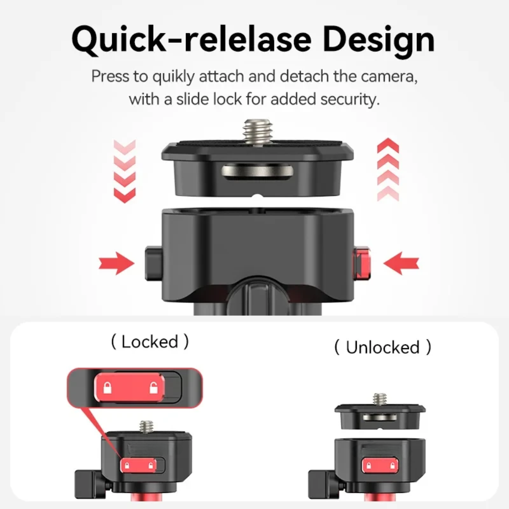 2-in-1 Quick Release Tripod & Monopod with 360° Pan Head and Reversible Legs for DSLR