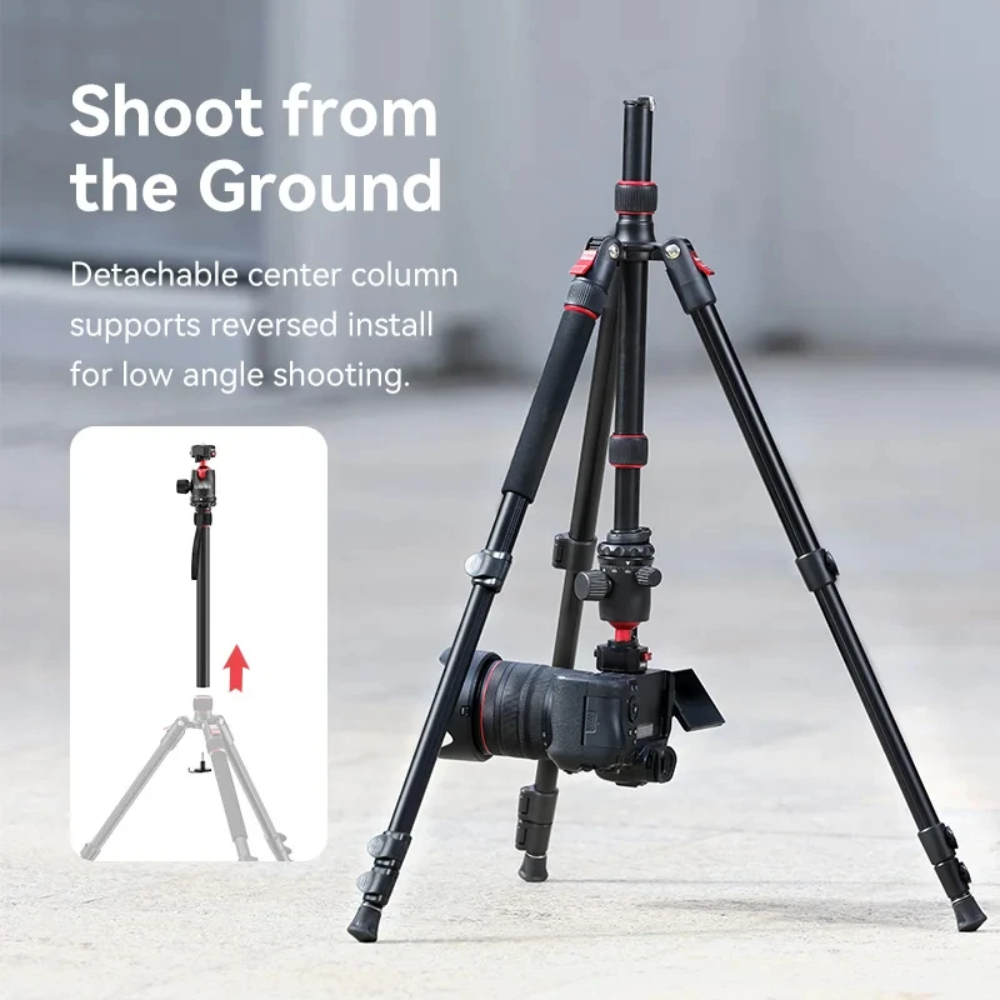2-in-1 Quick Release Tripod & Monopod with 360° Pan Head and Reversible Legs for DSLR