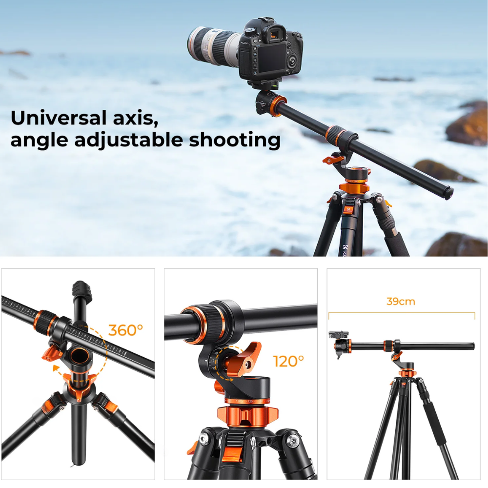 2.3m Aluminum Camera Tripod with 28mm Ball Head & Detachable Monopod